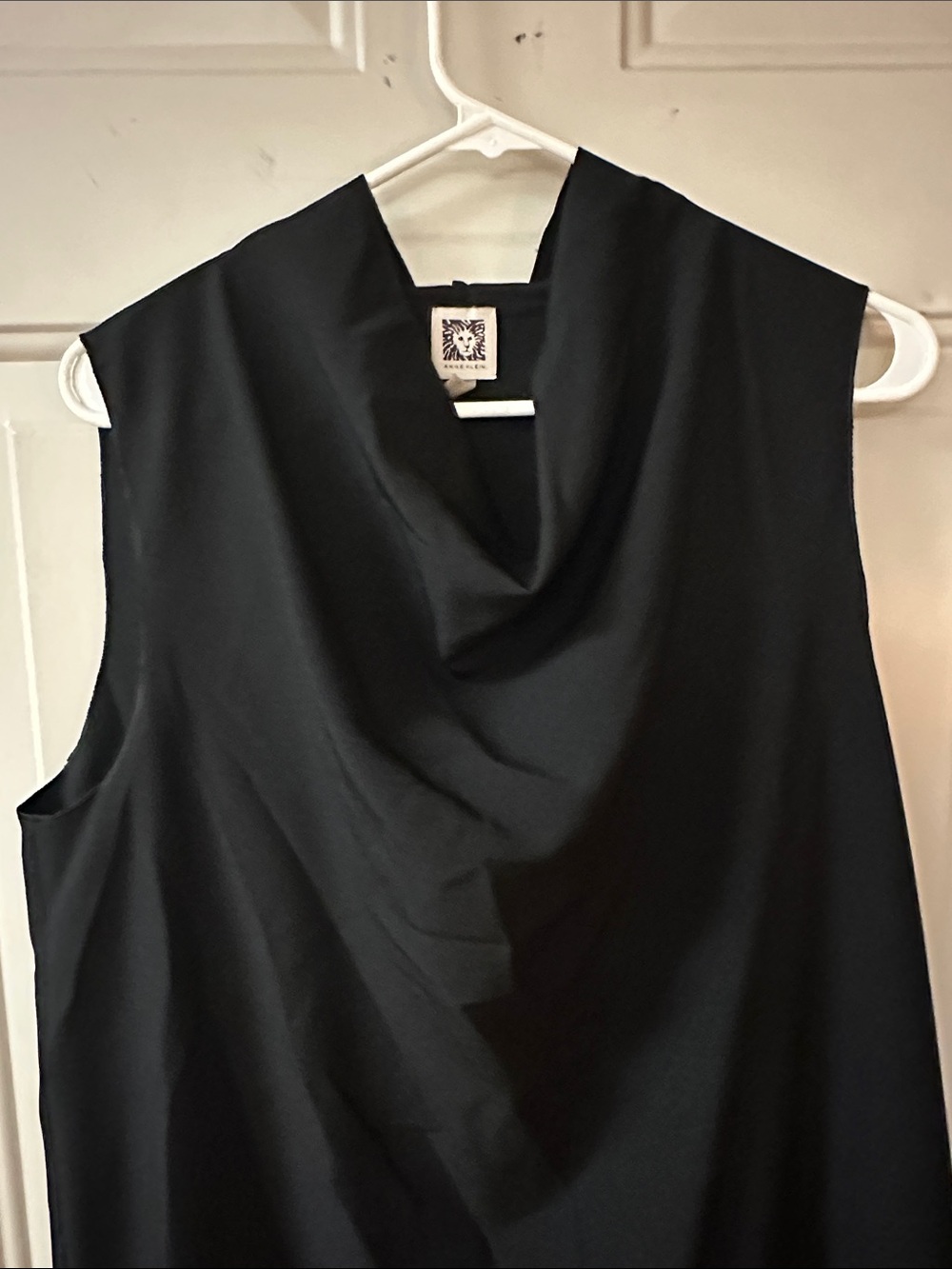 Anne Klein Black Sleeveless Cowl Neck Midi Shift Dress - Picture 2 of 4
